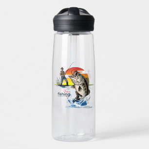 Vintage Bass Fishing Graphic Art [Male] 25oz Water Bottle