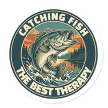 Vintage Bass Fishing Therapy Retro Badge