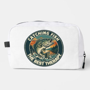 Vintage Bass Fishing Therapy Retro Badge Dopp Kit