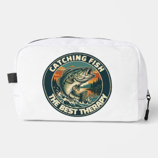 Vintage Bass Fishing Therapy Retro Badge Dopp Kit
