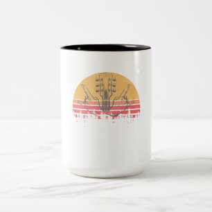 Vintage Bass Guitar Player Rock And Roll Guitarist Two-Tone Coffee Mug