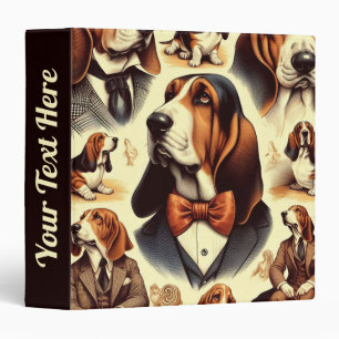 Vintage Basset Hound Illustration Binder