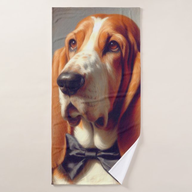 Vintage Basset Hound Painting Bath Towel (Bath Towel)