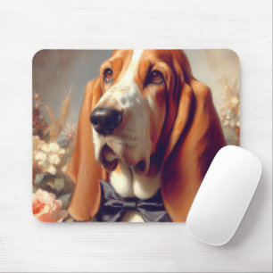 Vintage Basset Hound Painting Mouse Pad