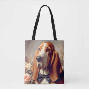 Vintage Basset Hound Painting Tote Bag