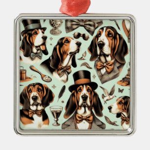 Vintage Basset Hound  Seamless Metal Ornament