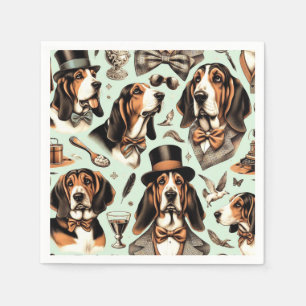Vintage Basset Hound Seamless Napkin