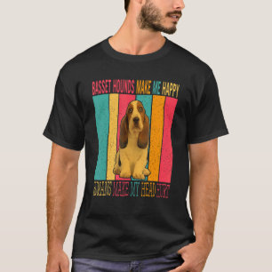 Vintage Basset Hounds Make Happy Humans Make Head  T-Shirt