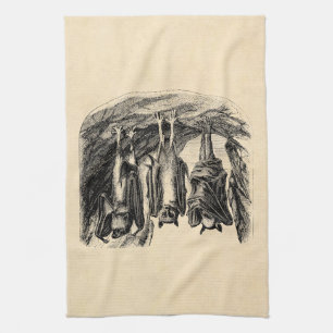 Vintage Bat 1800s Flying Fox Bat Kitchen Towel