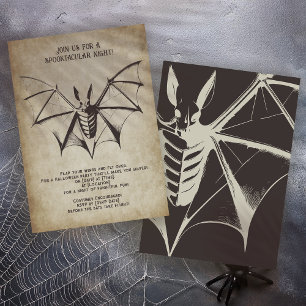 Vintage Bat Halloween Party Invitation