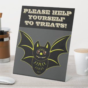 Vintage Bat Help Yourself Pedestal Sign