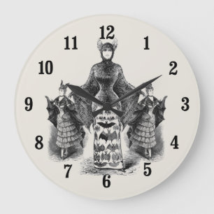 Vintage Bat Ladies Large Clock