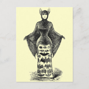 Vintage Bat Lady Postcard