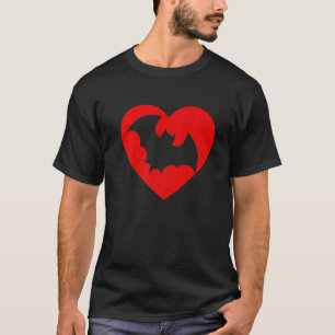 Vintage Bat Red Heart Animal Valentines Day T-Shirt