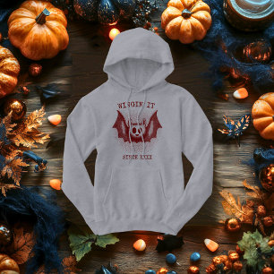 Vintage Bat - Retro Halftone Halloween Apparel Hoodie