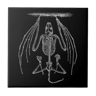 Vintage Bat Skeleton - Bats and Halloween Templat Tile