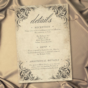 Vintage Bat Until Death Black Parchment Wedding Enclosure Card