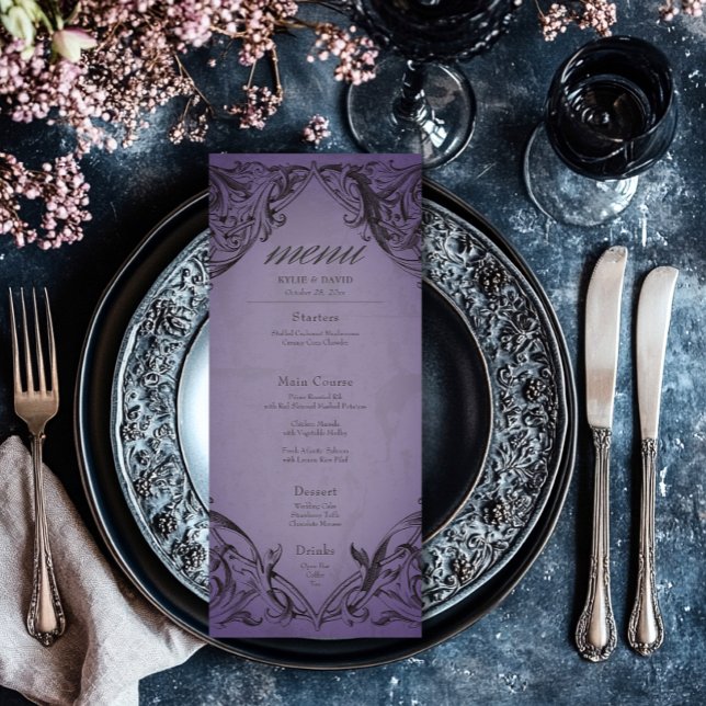 Vintage Bat Until Death Purple Wedding Menu (Vintage Bat Until Death Purple Wedding Menu)