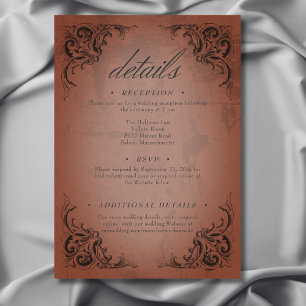 Vintage Bat Until Death Rust Wedding Details Enclosure Card