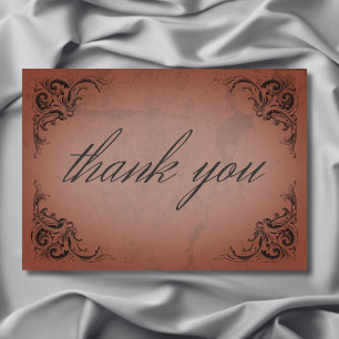 Vintage Bat Until Death Rust Wedding Thank You Card