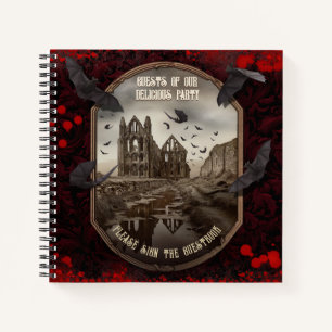 Vintage Bat Whitby Abbey Halloween Guest Book