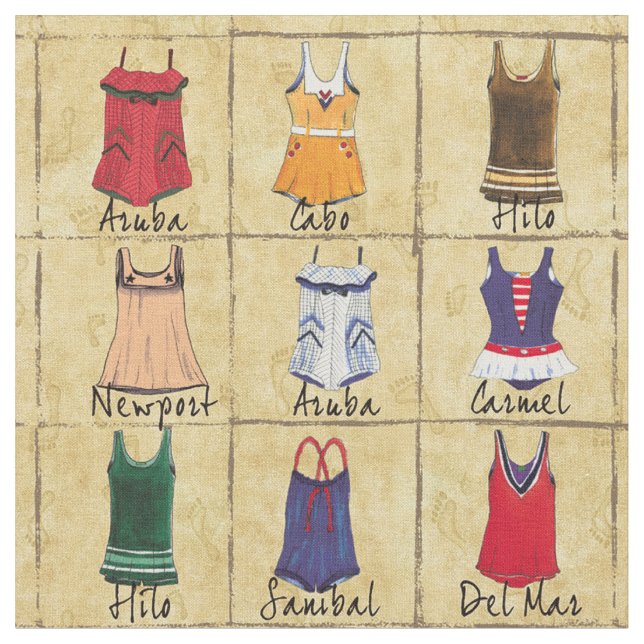 Vintage Bathing Suits Fabric (Close Up)