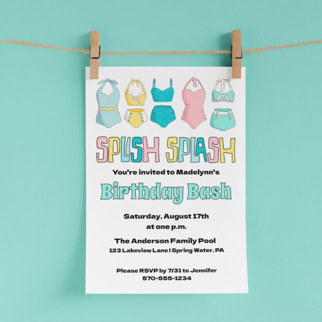 Vintage Bathing Suits Swimsuits Pool Party Invitation (Creator Uploaded)