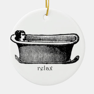 Vintage Bathtub Relax stamp Ceramic Ornament