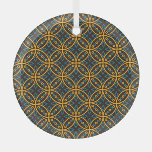 Vintage batik style on brown. glass ornament