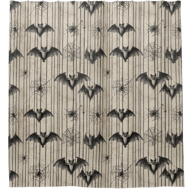 Vintage Bats and Spiderwebs on Distressed Striped (Front)