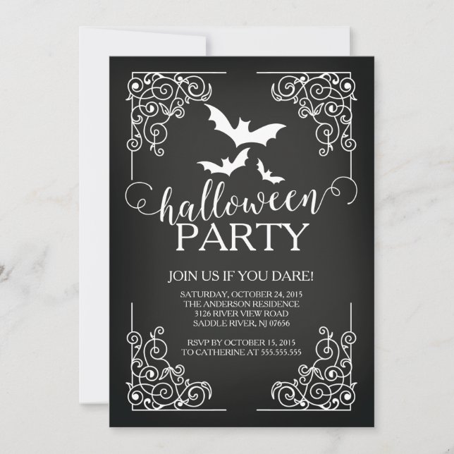 Vintage Bats Halloween Party Invitation (Front)