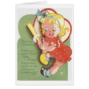 Vintage Batter Girl Valentine