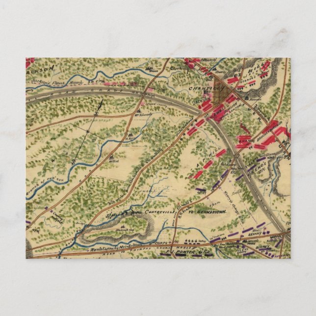 Vintage Battle of Chantilly Map (1862) Postcard (Front)