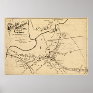 Vintage Battle of Concord Map (1875) Poster