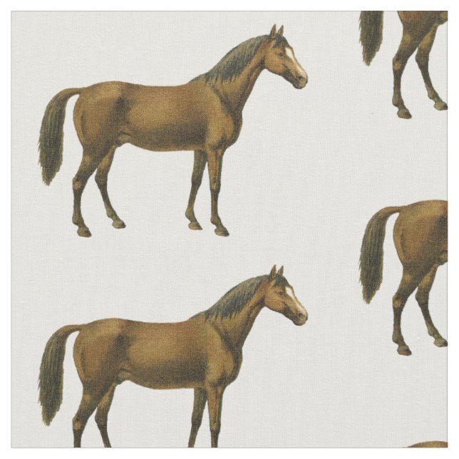 Vintage Bay Horse Fabric (Close Up)