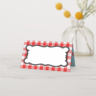 Vintage BBQ Place/Food Tent Cards-Gingham Place Card