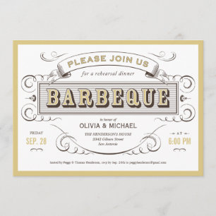 Vintage BBQ Rehearsal Dinner Invitations