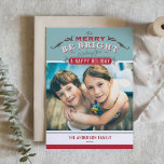 Vintage Be Merry Be Bright Quote Christmas Photo Holiday Postcard<br><div class="desc">Be Merry,  Be Bright | Send your holiday wishes to friends and family with this customizable Christmas card. This photo Christmas card features vintage typography. Personalize by adding your details. This vintage Christmas card is available on other cardstock. Matching items are available.</div>