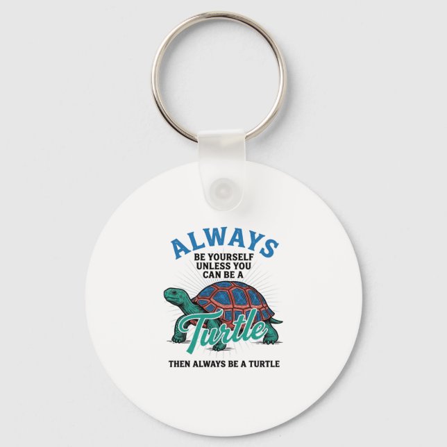 Vintage Be Yourself Turtle Shirt Design_1 Keychain (Front)