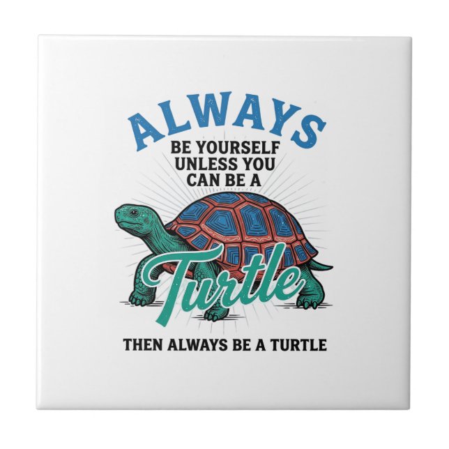 Vintage Be Yourself Turtle Shirt Design_1 Tile (Front)