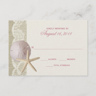 Vintage Beach and Lace Ivory RSVP Card