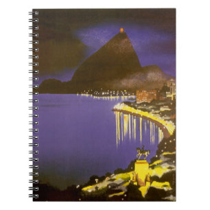 Vintage Beach at Night in Rio De Janeiro, Brazil Notebook