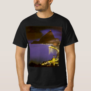 Vintage Beach at Night in Rio De Janeiro, Brazil T-Shirt