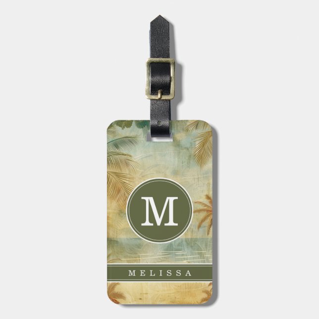 Vintage Beach Background Luggage Tag (Front Vertical)
