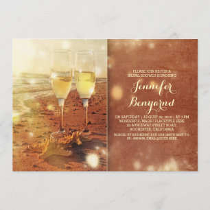 vintage beach bridal shower invitation