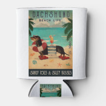 Vintage Beach Cocktail Life Dachshund