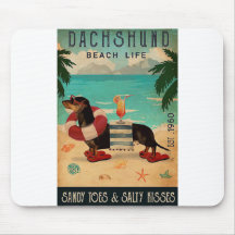 Vintage Beach Cocktail Life Dachshund