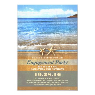 Vintage beach engagement party invitations
