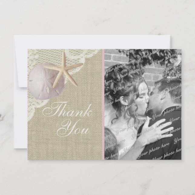 Vintage Beach Flat Card Thank you (Front)