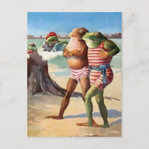 Vintage Beach Frogs Postcard